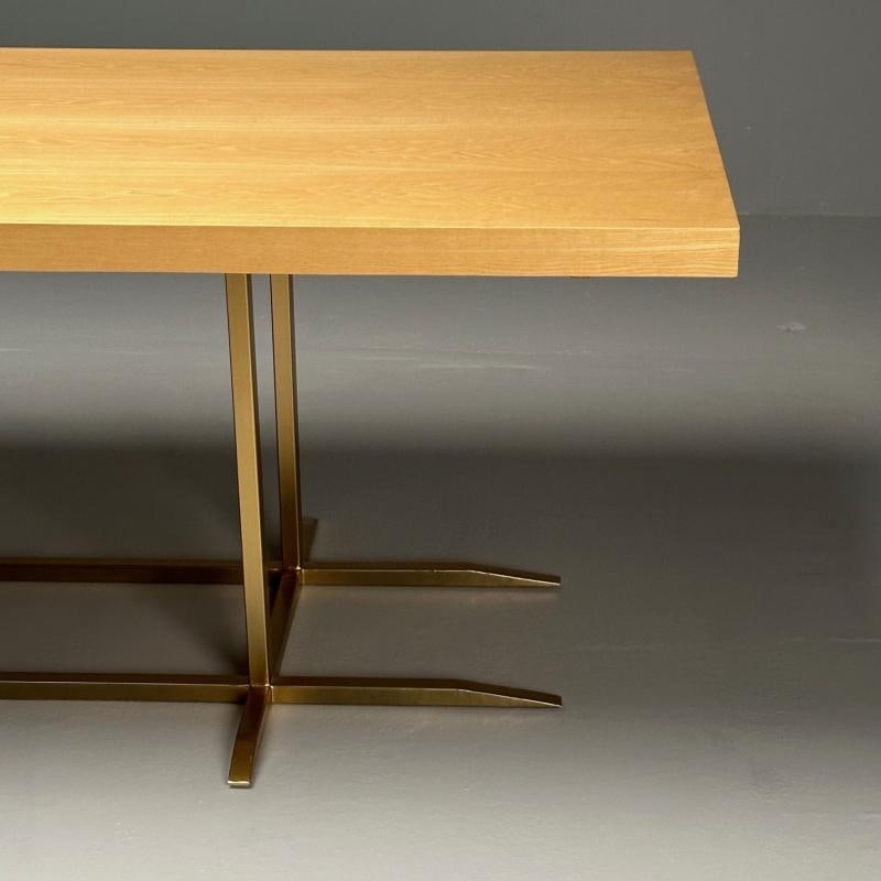 Contemporary, Modern Rectangular Dining Table, Ashwood Veneer, Gilt Metal - 12