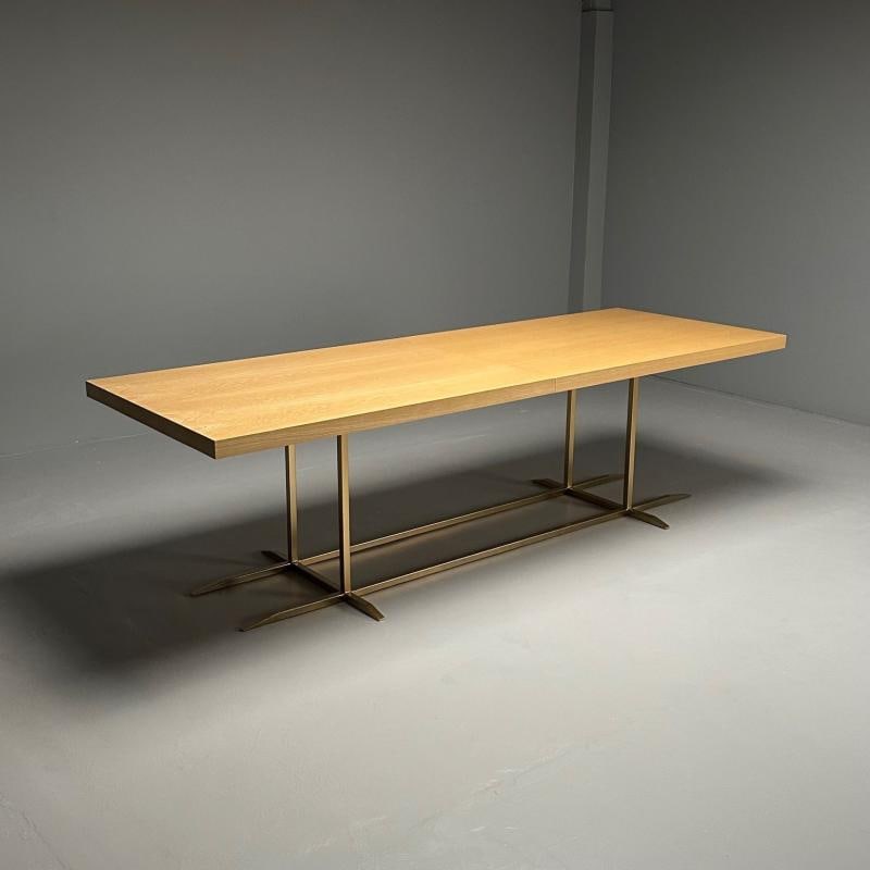 Contemporary, Modern Rectangular Dining Table, Ashwood Veneer, Gilt Metal - 3