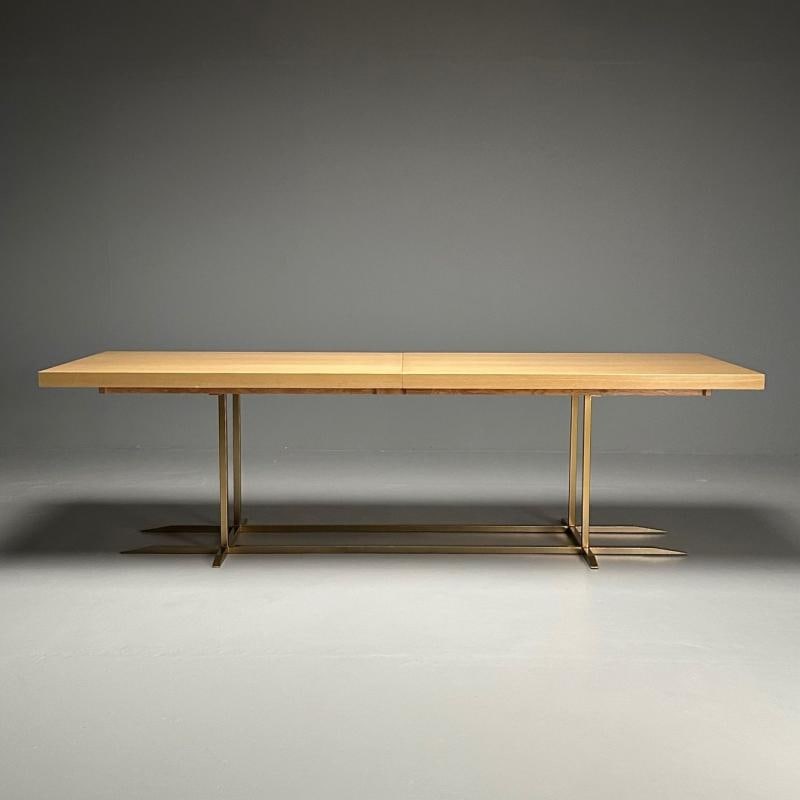 Contemporary, Modern Rectangular Dining Table, Ashwood Veneer, Gilt Metal - 4