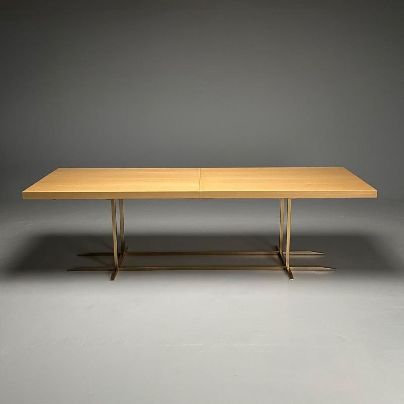 Contemporary, Modern Rectangular Dining Table, Ashwood Veneer, Gilt Metal - 5