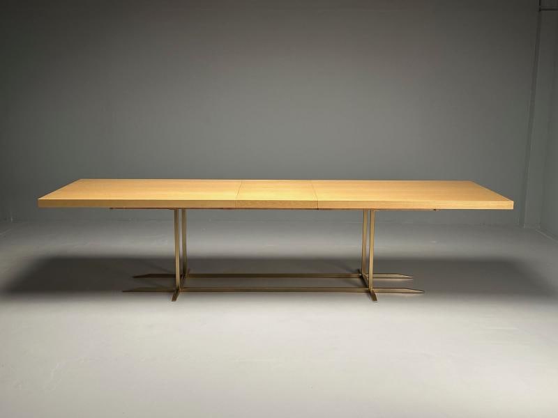 Contemporary, Modern Rectangular Dining Table, Ashwood Veneer, Gilt Metal - 6