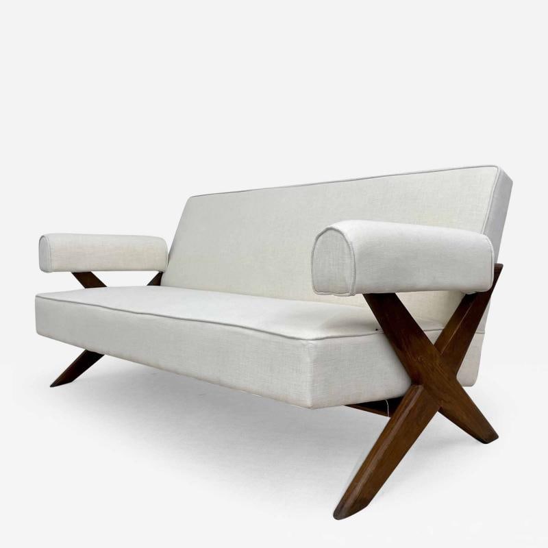 Pierre Jeanneret Upholstered X-Leg Sofa, Mid Century Modern, Chandigarh (1 of 8)