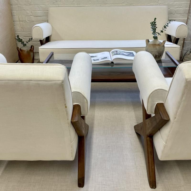Pierre Jeanneret Upholstered X-Leg Sofa, Mid Century Modern, Chandigarh - 6