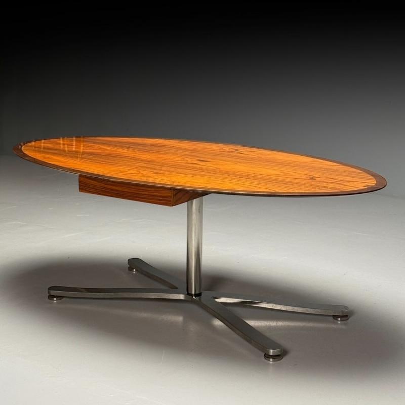 Pace, Mid-Century Modern, Writing Desk, Exotic Wood, Chrome, American, 20th C - 3