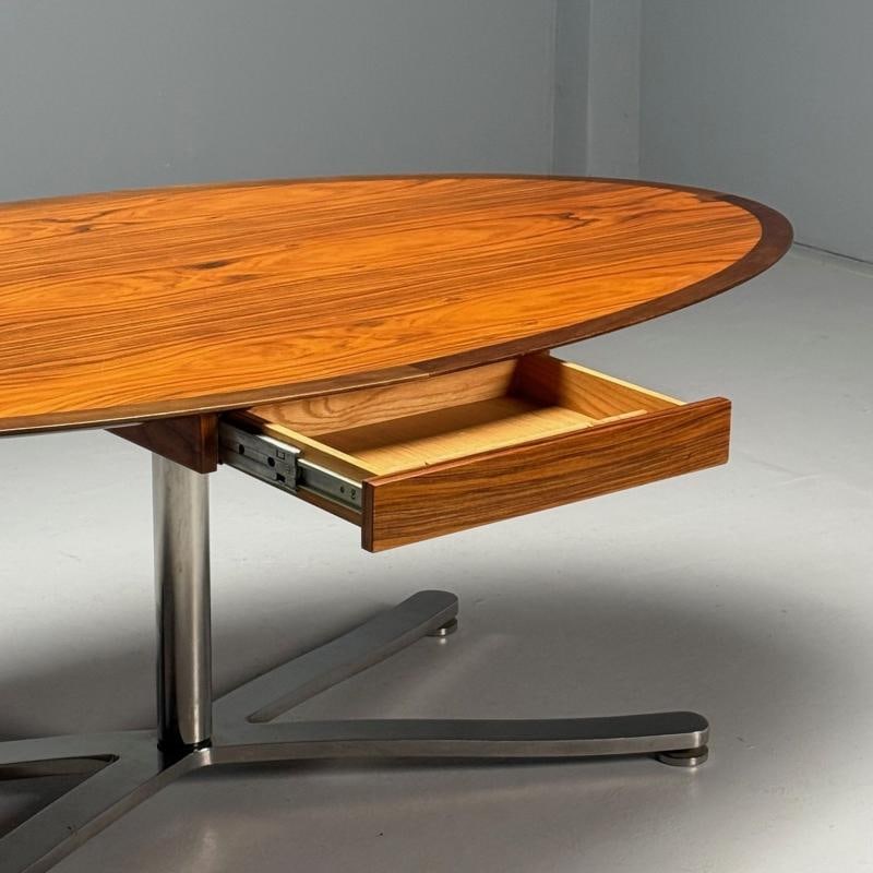 Pace, Mid-Century Modern, Writing Desk, Exotic Wood, Chrome, American, 20th C - 5