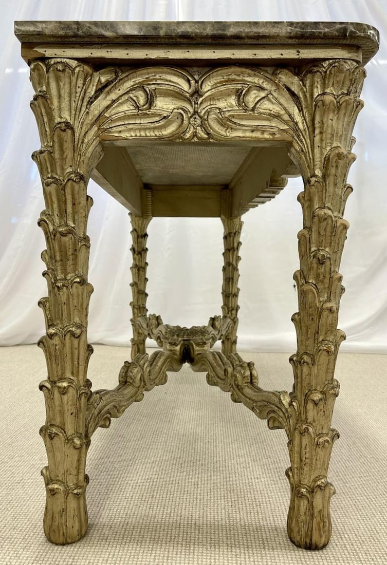 Mid Century Fleur de Lis Console, Marble, Serge Roche Style - 12
