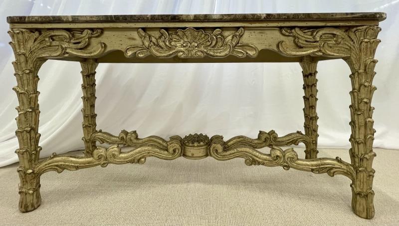 Mid Century Fleur de Lis Console, Marble, Serge Roche Style - 2