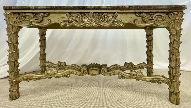 Mid Century Fleur de Lis Console, Marble, Serge Roche Style - 3
