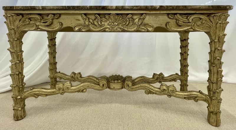 Mid Century Fleur de Lis Console, Marble, Serge Roche Style - 4
