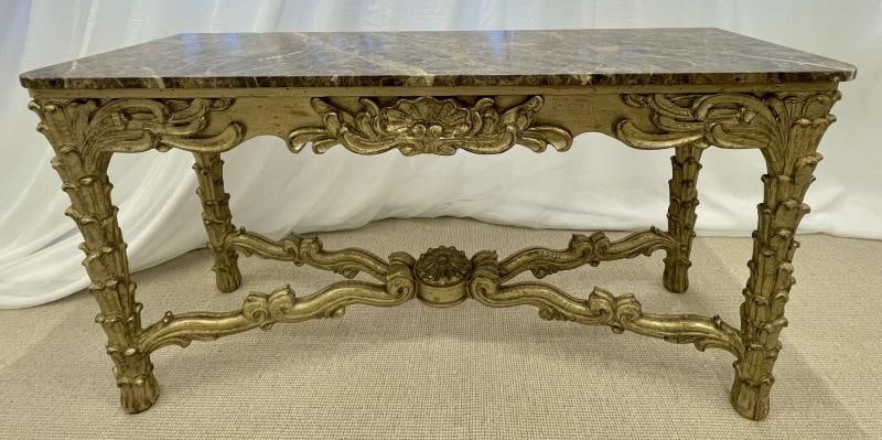 Mid Century Fleur de Lis Console, Marble, Serge Roche Style - 7