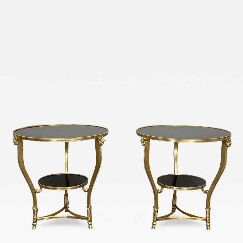 Pair of French Rams Head Gueridon, End or Side Tables, Black Marble Top, Bronze (1 of 12)