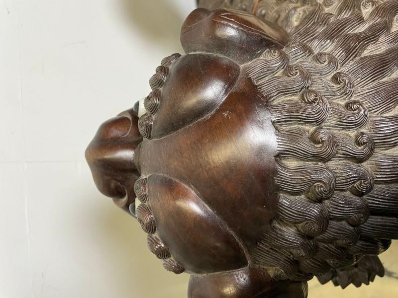 Pair of 18th/19th Century Solid Teak Foo Dogs, Opposing, Statuary, - 8