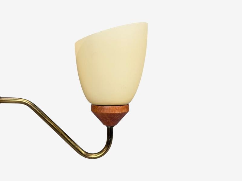 Swedish Modern, Pendant Light, Teak, Brass, Glass, Sweden, 1950s - 8