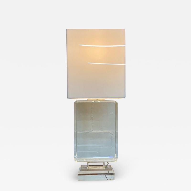 Single Lucite and Brass Mid-Century Modern Art Deco Style Table / Desk Lamp (1 of 13)