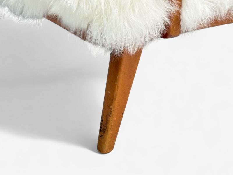 Danish Modern, Beech, Mongolian Fur, Lounge Chair, Denmark, 1950s - 12