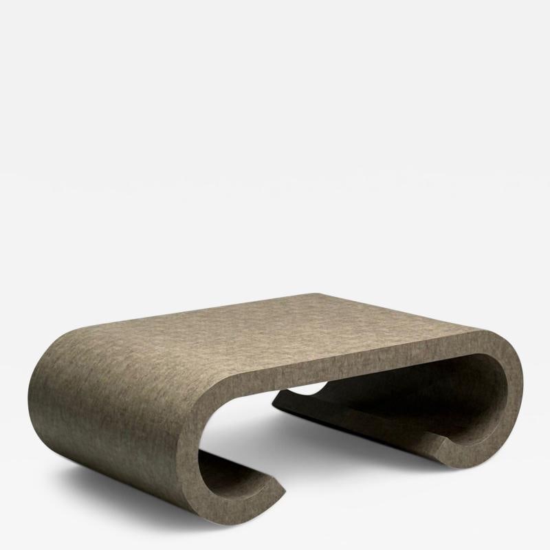 Karl Springer Style, Mid-Century Modern, Grey Faux Shagreen, Coffee Table, 1980s (1 of 9)