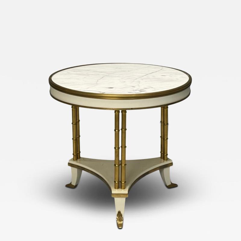 Maison Jansen Style, Hollywood Regency, White Lacquer, Brass, Bouilliote Table (1 of 8)