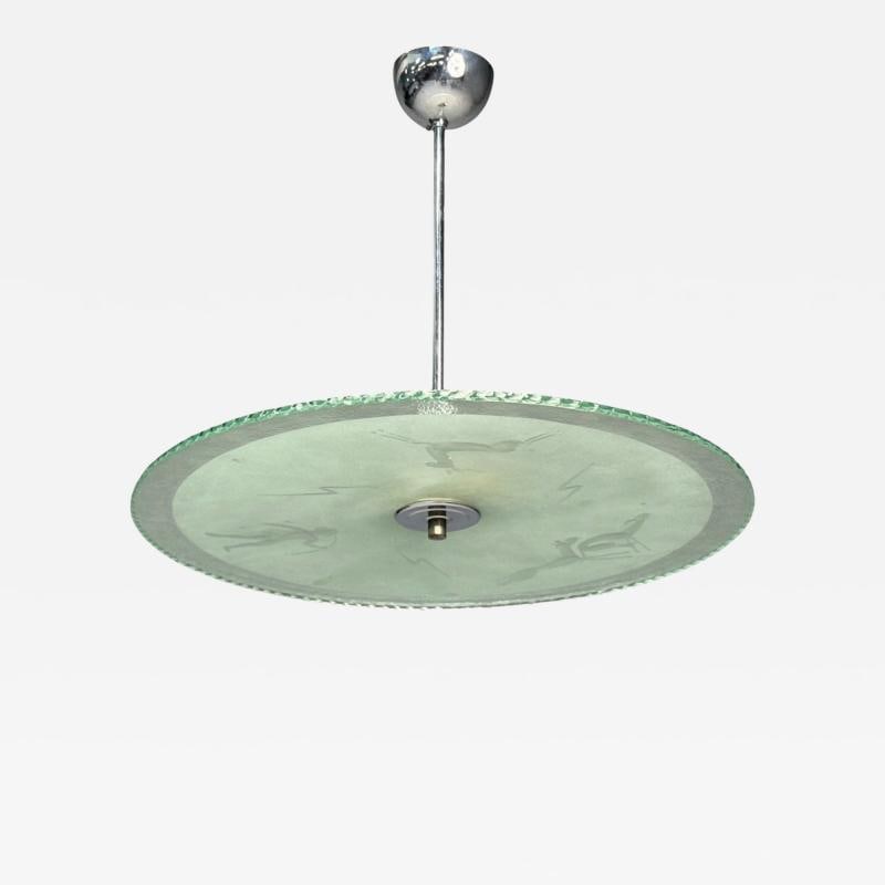 Swedish Modern, Raw Glass, Metal, Pendant Light, Sweden, 1940s (1 of 12)