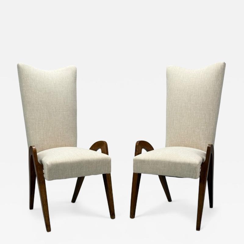 Malatesta & Masson, Beige Fabric, Wood, Occasional Chairs, Italy, 1950s (1 of 12)