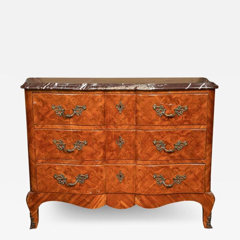 French Louis XV Style Tulipwood, Marble, Commode / Chest, France, 1930s (1 of 9)