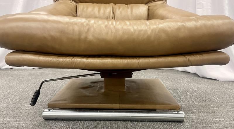 Vintage Leather Swivel, Lounge Chair With Ottoman, Percival Lafer Style, Steel - 10