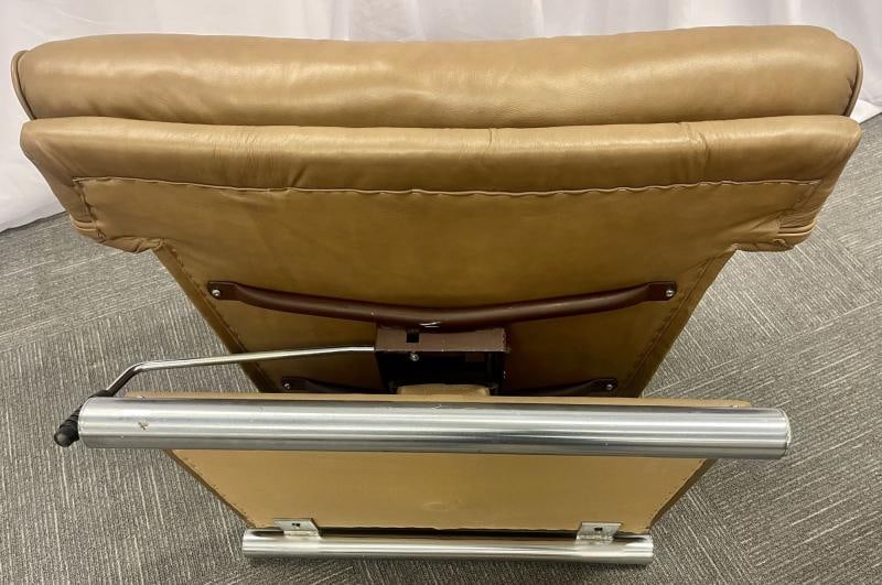 Vintage Leather Swivel, Lounge Chair With Ottoman, Percival Lafer Style, Steel - 12