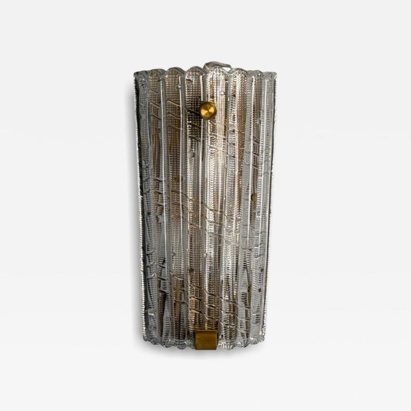 Carl Fagerlund, Textured Glass, Brass, Large Wall Sconce, Sweden, 1940s (1 of 8)