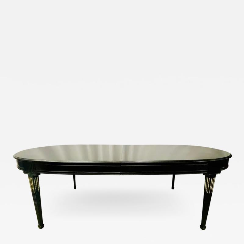 Maison Jansen Louis XVI Dining Table, Conference, Ebony, Bronze, French, 1930s: Title: Maison Jansen Louis XVI Dining Table, Conference, Ebony, Bronze, French, 1930s Title: Maison Jansen Louis XVI Dining Table, Conference, Ebony, Bronze, French, 1930s Description 1: Maison Jansen