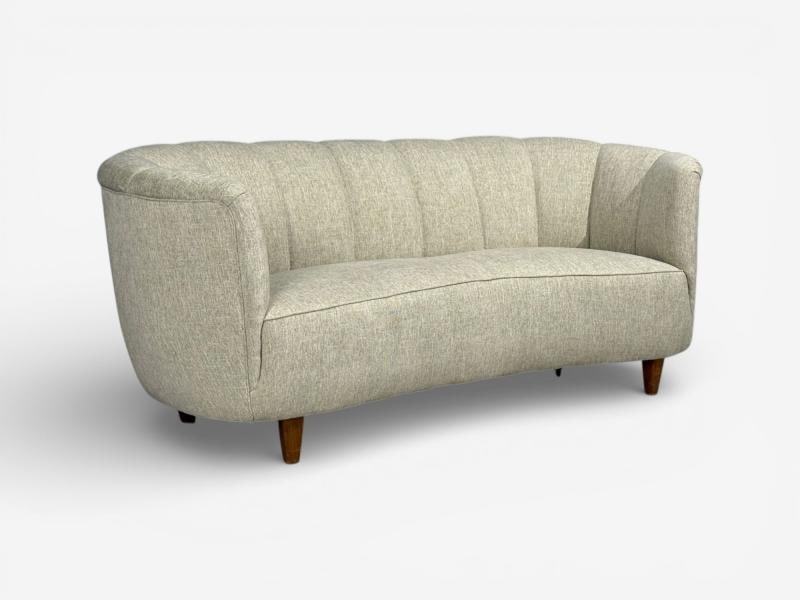 Danish Modern, Banana Sofa, Beechwood, Green Fabric, Denmark, 1940s - 3