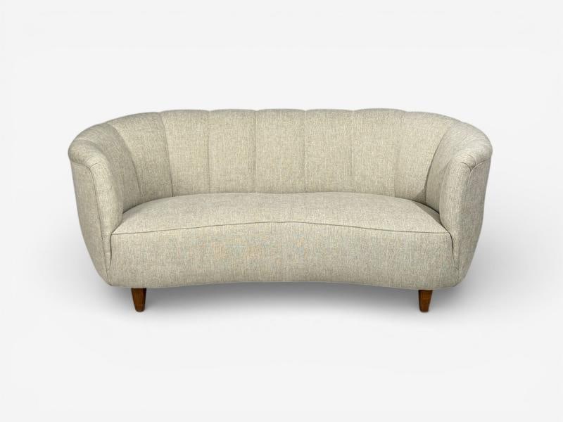 Danish Modern, Banana Sofa, Beechwood, Green Fabric, Denmark, 1940s - 4