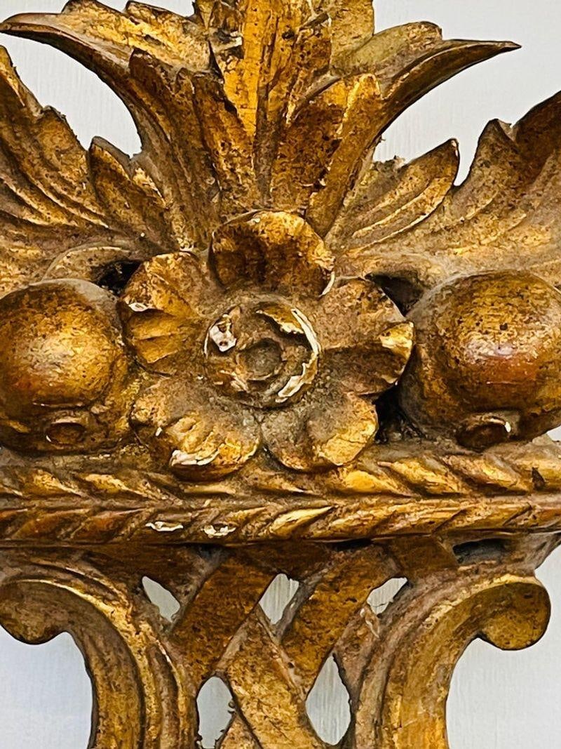Single Giltwood Italian Floral Motif Mirror, Wall / Console / Pier, Italy, 1960s - 11
