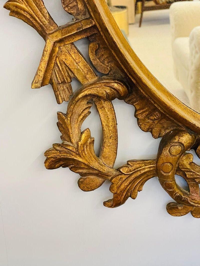 Single Giltwood Italian Floral Motif Mirror, Wall / Console / Pier, Italy, 1960s - 7