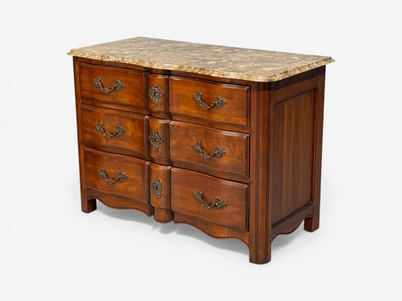 Hickory Chair, Louis XV Style Commodes, Wood, Brass, Marble, USA, 1980s - 10