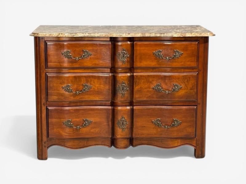 Hickory Chair, Louis XV Style Commodes, Wood, Brass, Marble, USA, 1980s - 7