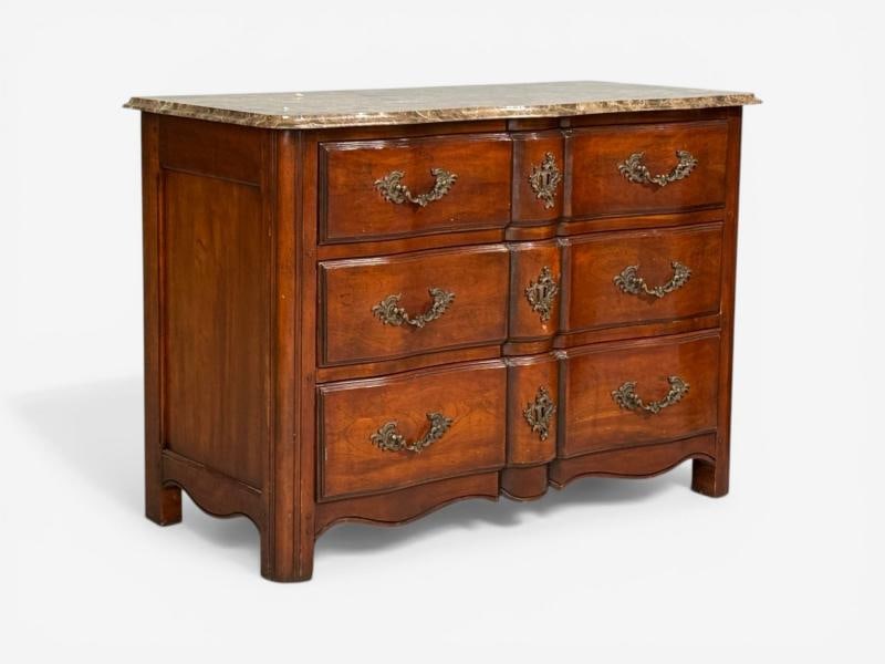 Hickory Chair, Louis XV Style Commodes, Wood, Brass, Marble, USA, 1980s - 8