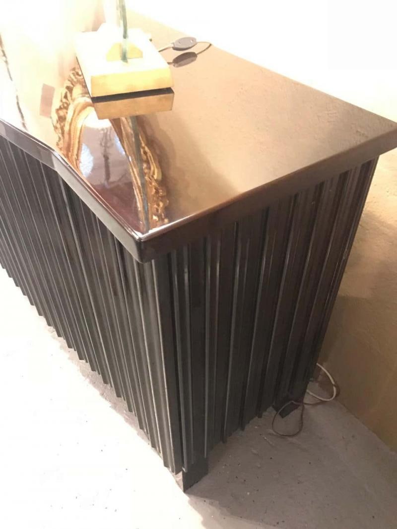 Palatial Pace Collection Wavy Front Mahogany Lacquered Credenza or Sideboard - 12