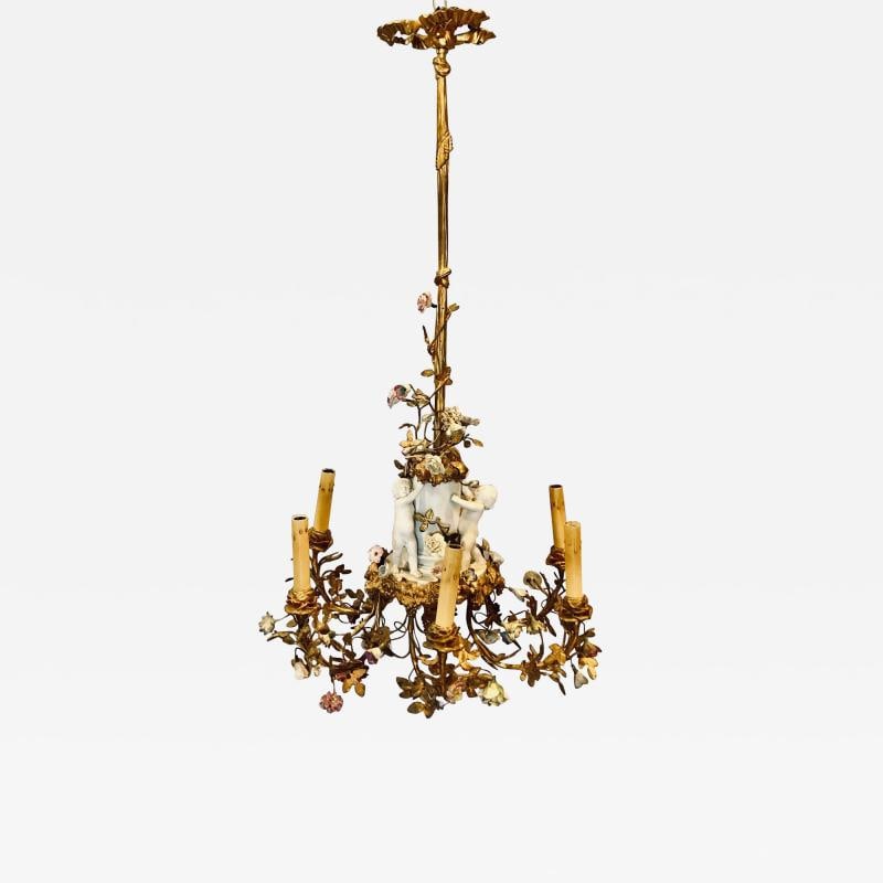 19th Century Louis XVI Gilt Bronze Meissen and Sevres Parian Chandelier (1 of 12)