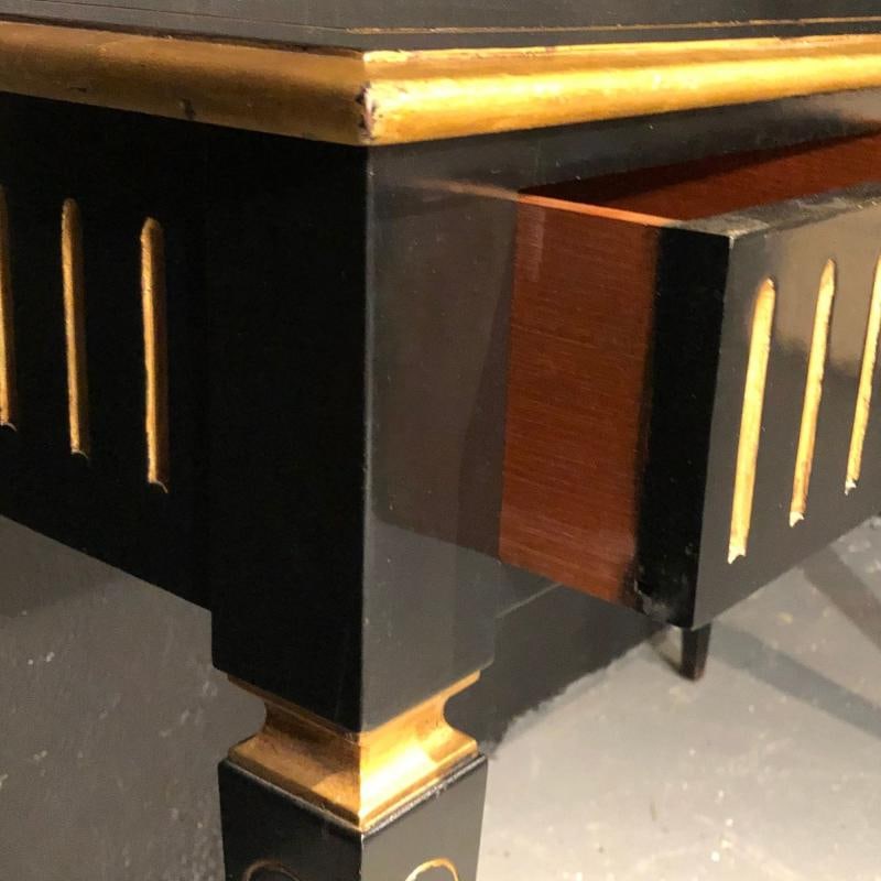 Ebony and Parcel-Gilt Decorated Three-Drawer Desk, Maison Jansen attr. - 12
