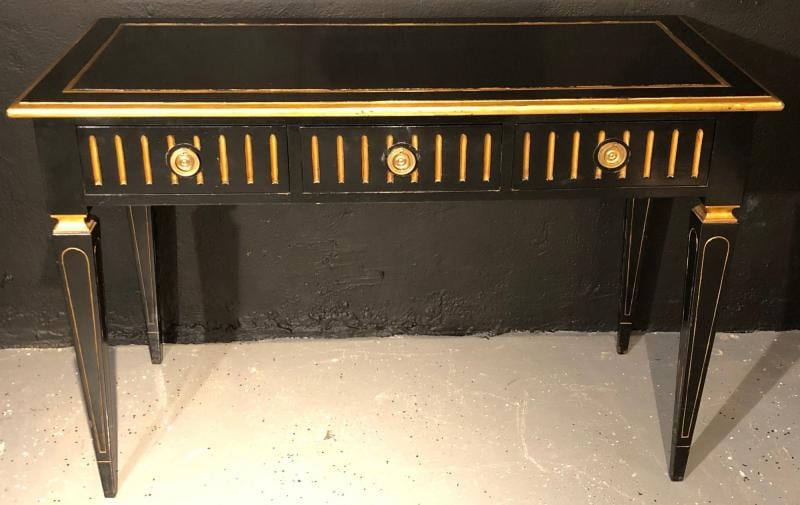 Ebony and Parcel-Gilt Decorated Three-Drawer Desk, Maison Jansen attr. - 3