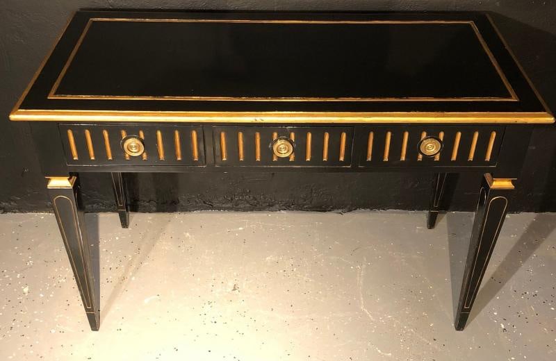 Ebony and Parcel-Gilt Decorated Three-Drawer Desk, Maison Jansen attr. - 4