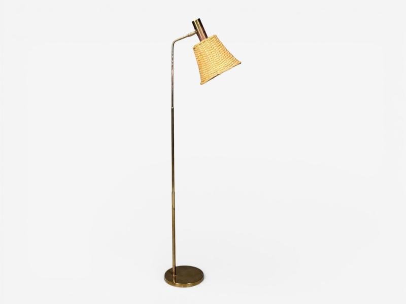 Bergboms, Swedish Modern, Floor Lamp, Brass, Cane, Sweden, 1960s - 12