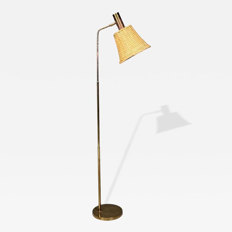Bergboms, Swedish Modern, Floor Lamp, Brass, Cane, Sweden, 1960s - 2