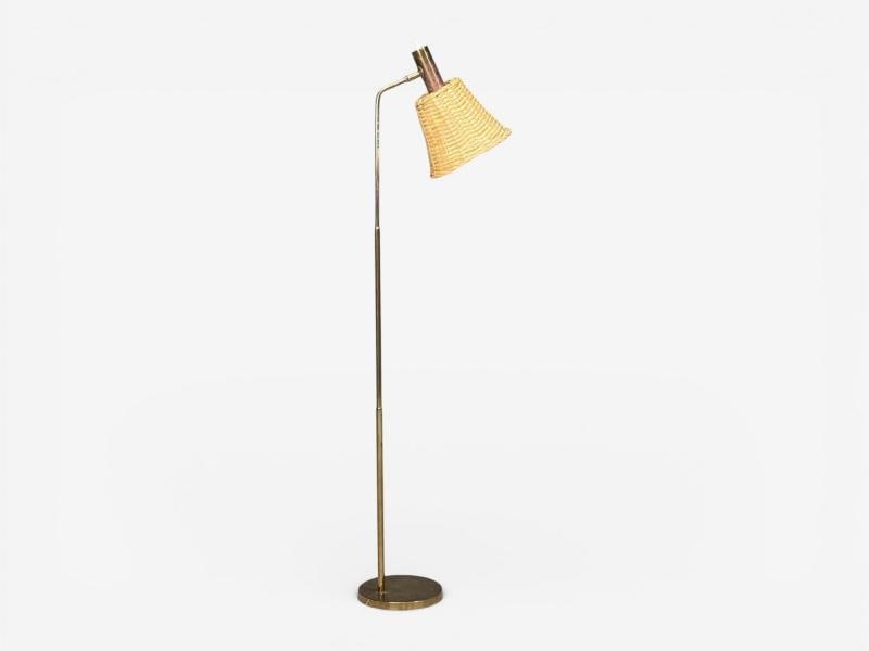 Bergboms, Swedish Modern, Floor Lamp, Brass, Cane, Sweden, 1960s - 4