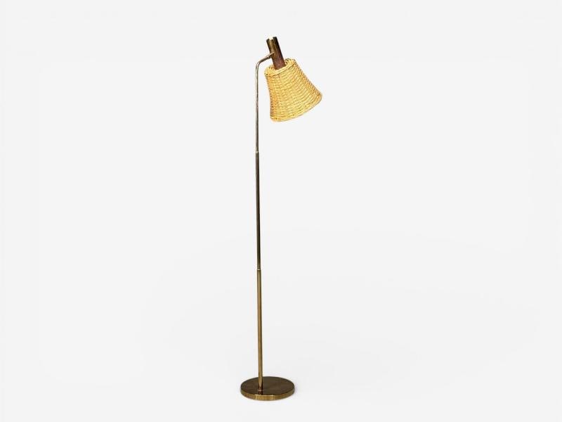 Bergboms, Swedish Modern, Floor Lamp, Brass, Cane, Sweden, 1960s - 5