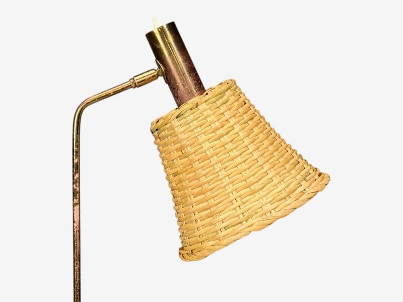 Bergboms, Swedish Modern, Floor Lamp, Brass, Cane, Sweden, 1960s - 6