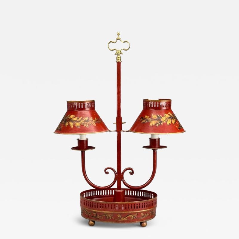 Chinese Export, Painted Metal, Brass, Red Japanned Table Lamp, 20th C. (1 of 10)