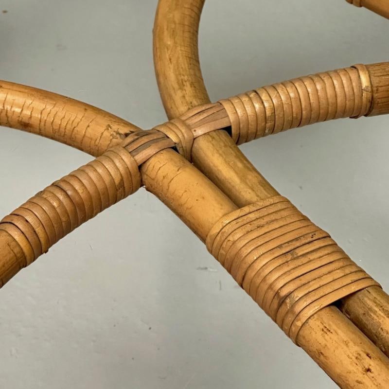 ISA, Italian Mid-Century Modern, Square Coffee Table, Wood, Bamboo, Cane, 1980s - 10