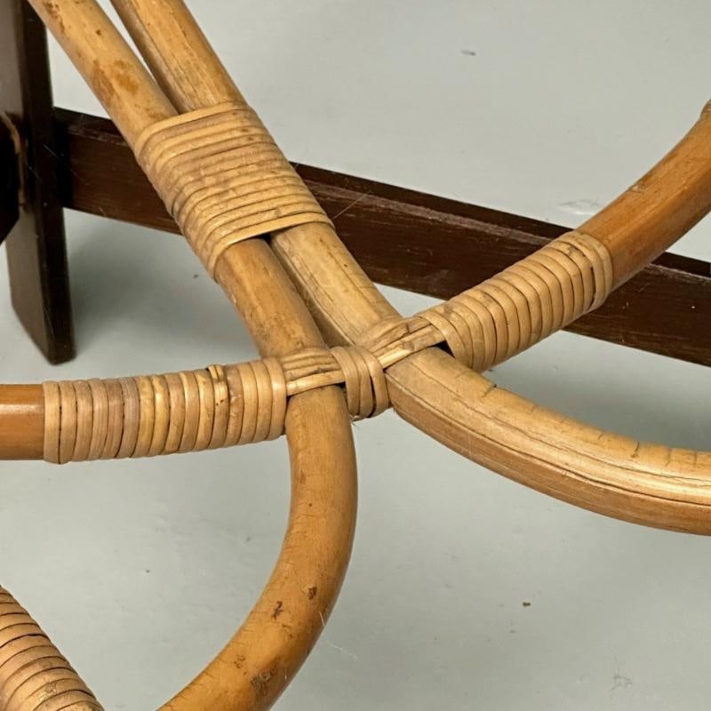 ISA, Italian Mid-Century Modern, Square Coffee Table, Wood, Bamboo, Cane, 1980s - 9