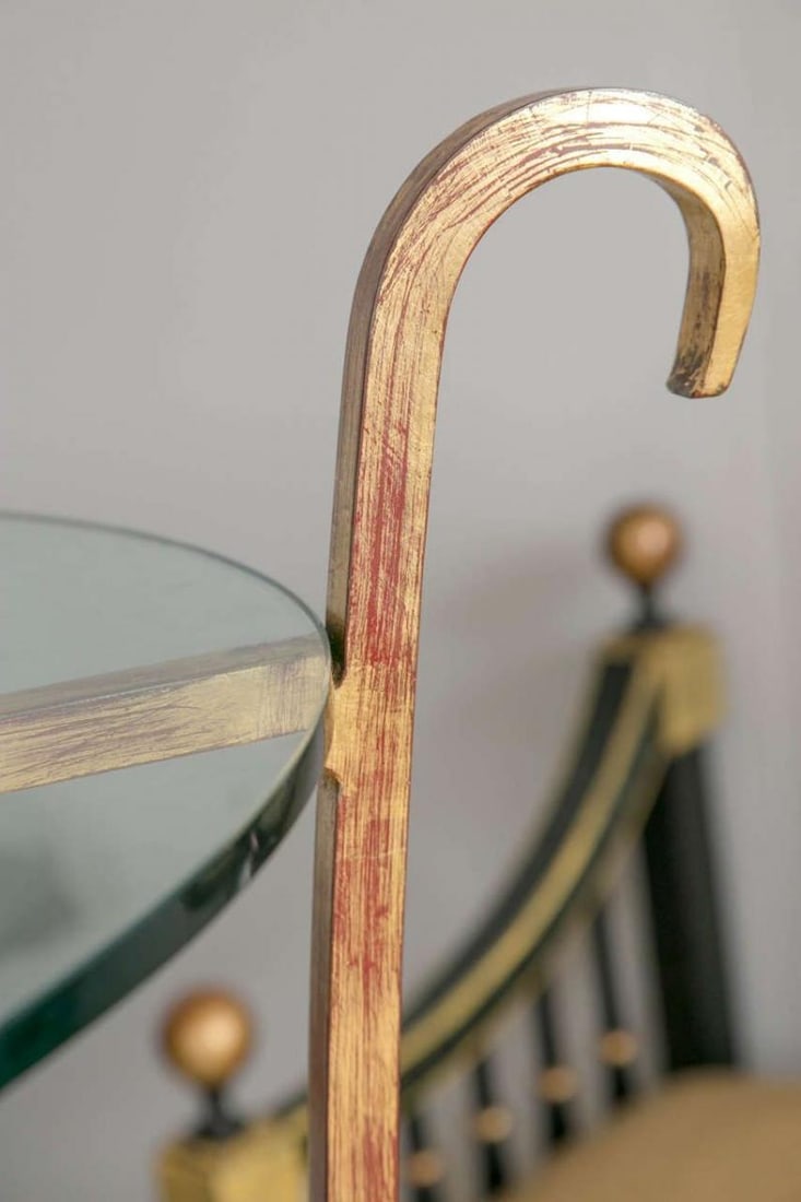 Three-Tier Tall Wide Glass and Gilt Metal Étagère Server Hollywood Regency Style - 4