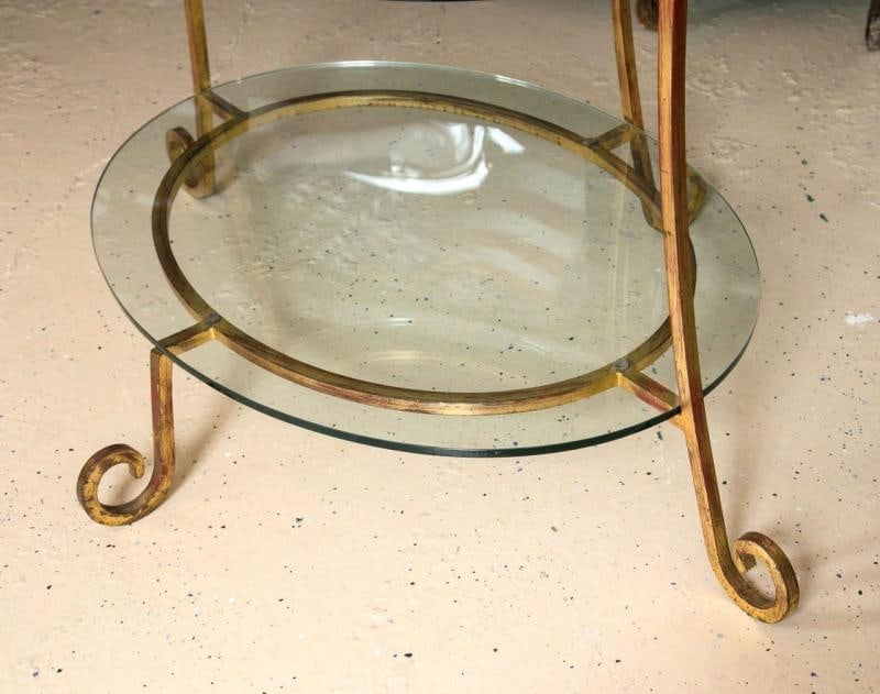 Three-Tier Tall Wide Glass and Gilt Metal Étagère Server Hollywood Regency Style - 6